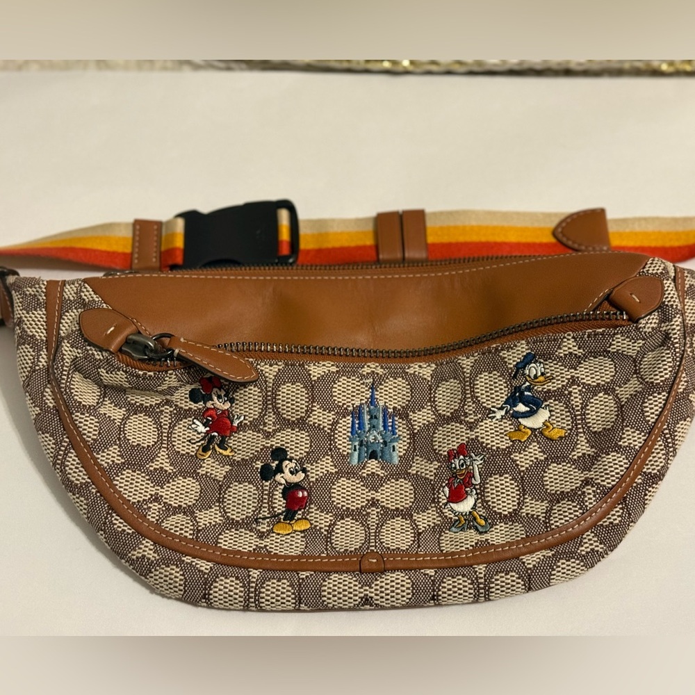 Coach Brown and Tan Crossbody Bag with Disney Characters